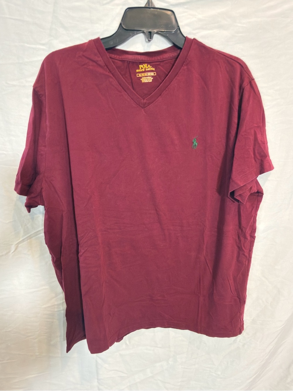 Polo by Ralph Lauren V-Neck Tee in Burgundy with Green Pony